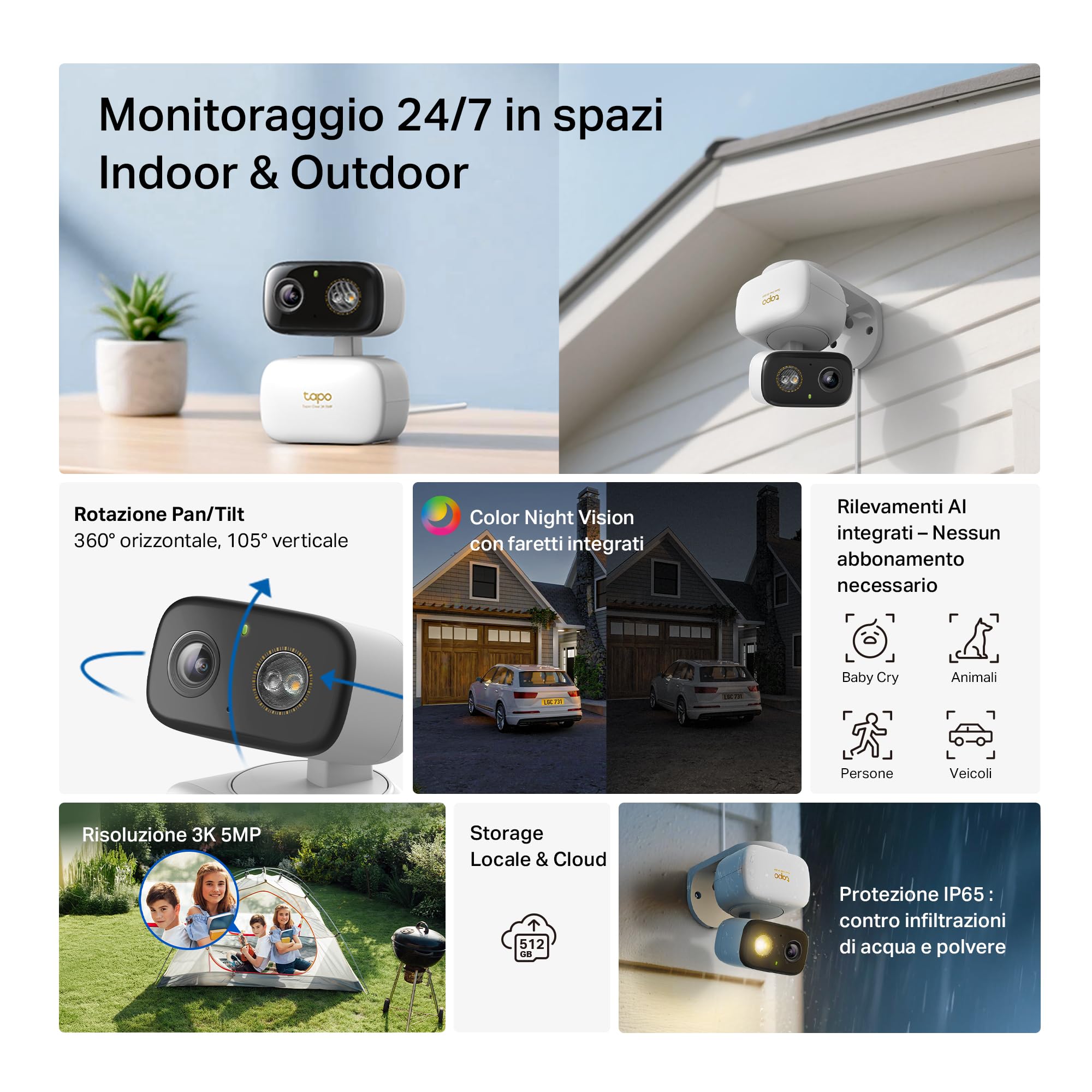 TP-Link Tapo C236 Telecamera Esterno 3K Bianco Neve