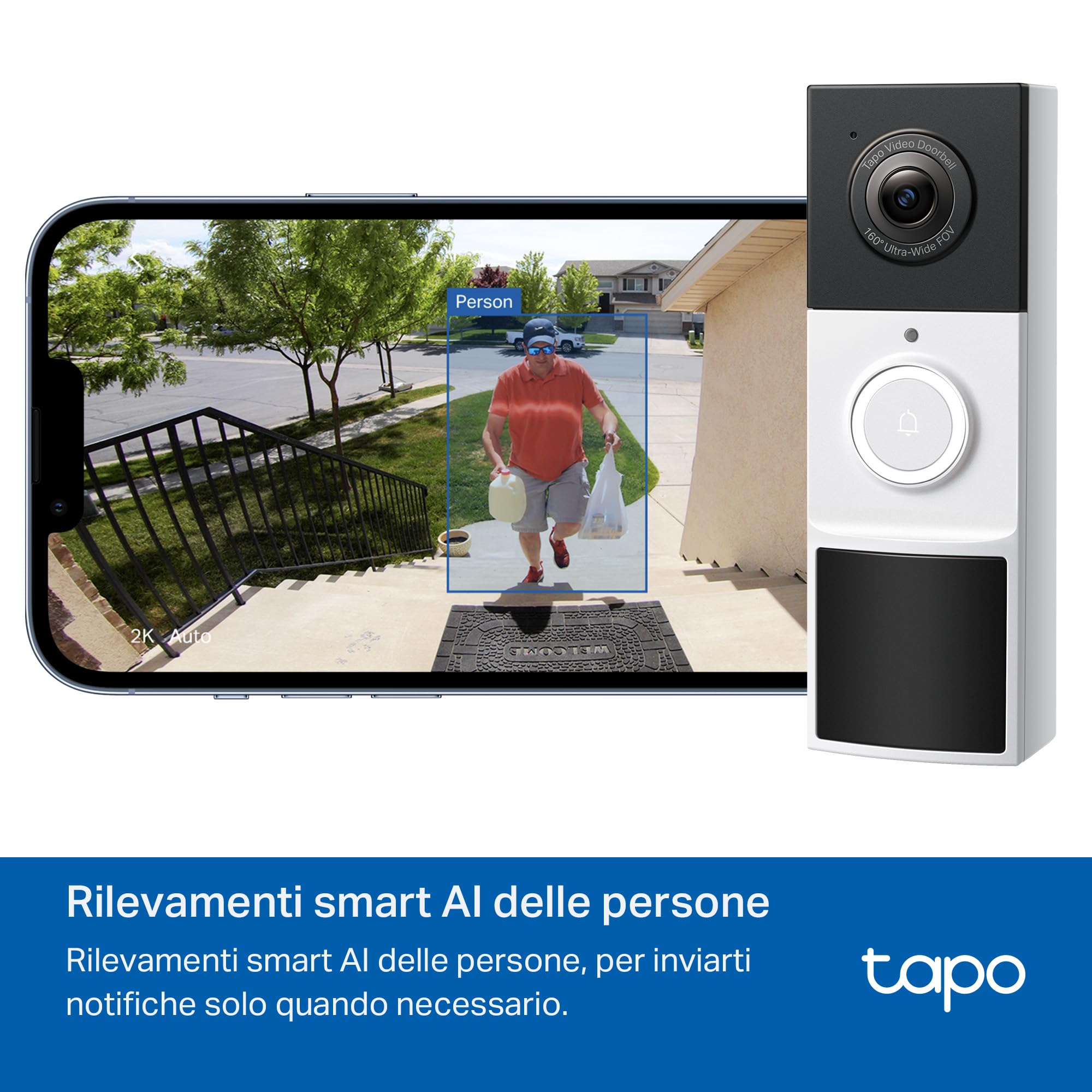 Tapo D210 videocitofono WiFi nero opaco 2K batteria