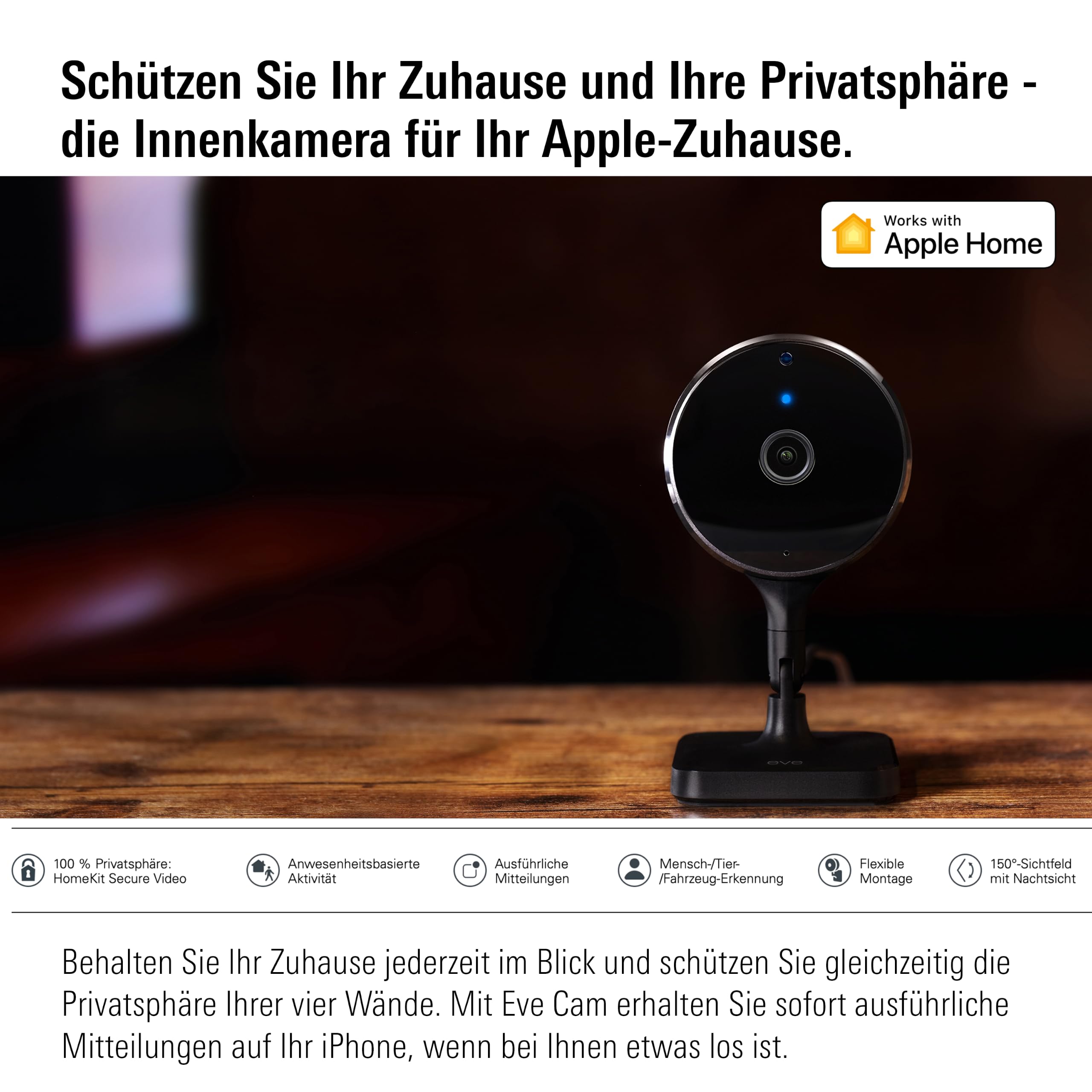 Eve Cam videocamera interni 1080p nera HomeKit