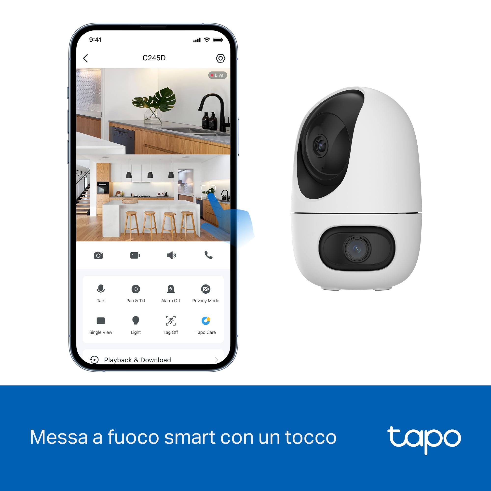 TP-Link Tapo C245D Telecamera Doppio Obiettivo 2K Beige