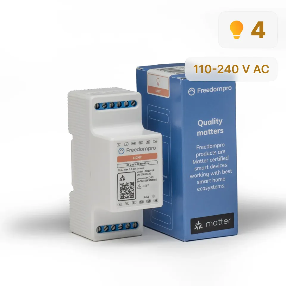 Freedompro LB0104-B Modulo WiFi 4 Luci DIN Quadro Matter