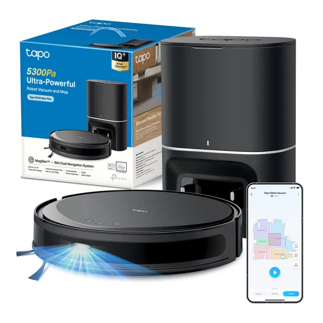 Tapo RV20 Max Plus robot aspirapolvere nero opaco LiDAR