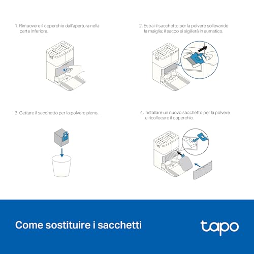 Tapo RVA210 sacchetti polvere 3L 5pz per RV50