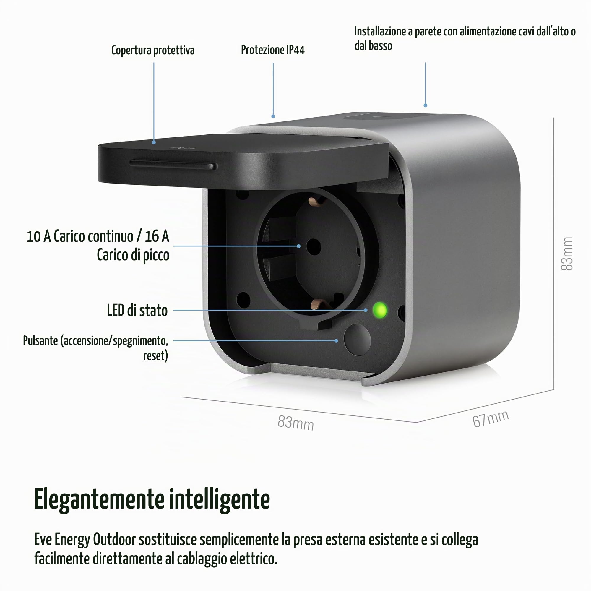 Eve Energy Outdoor presa esterna Matter IP44 misuratore