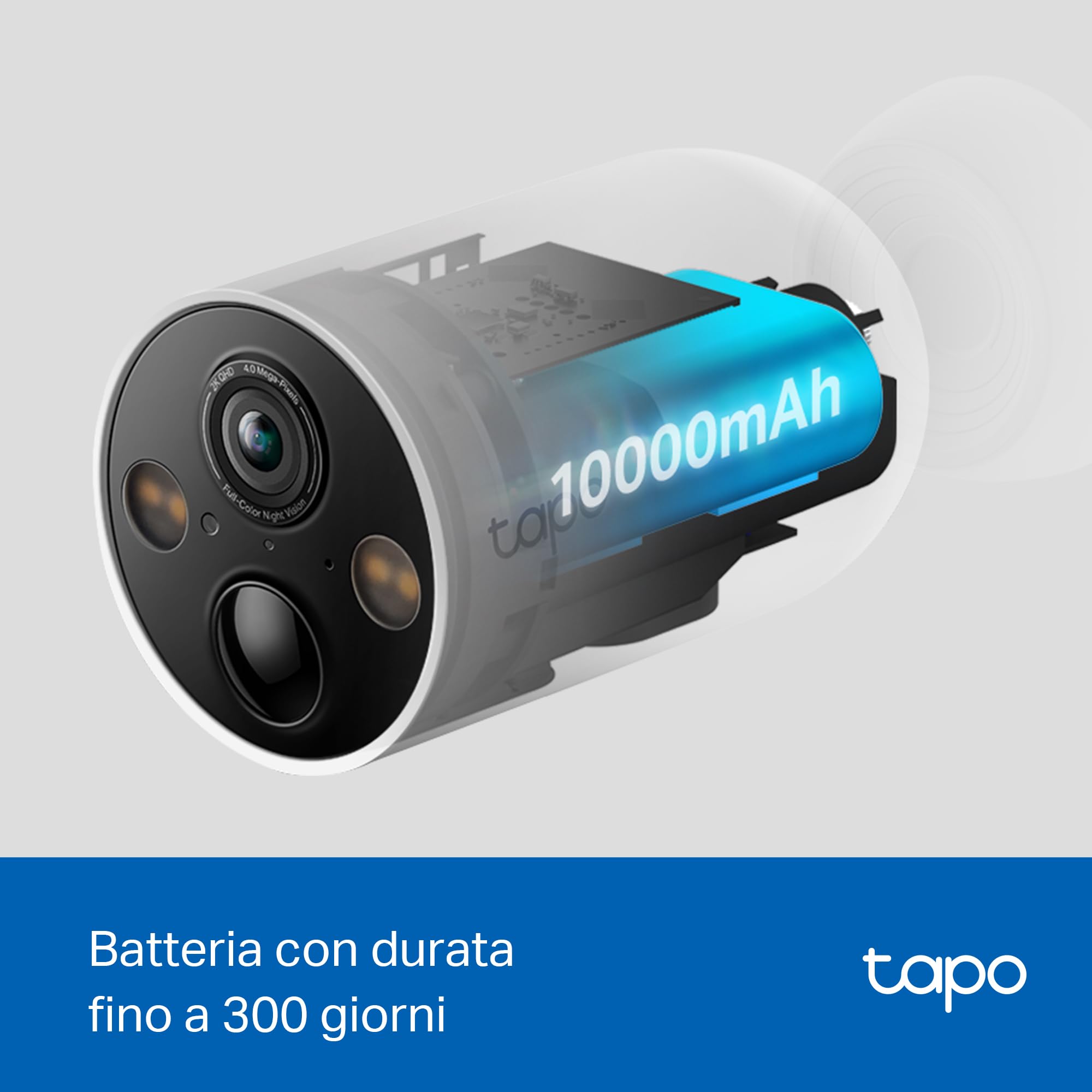 Tapo C425 Telecamera Batteria Bianco Neve 2K 150°