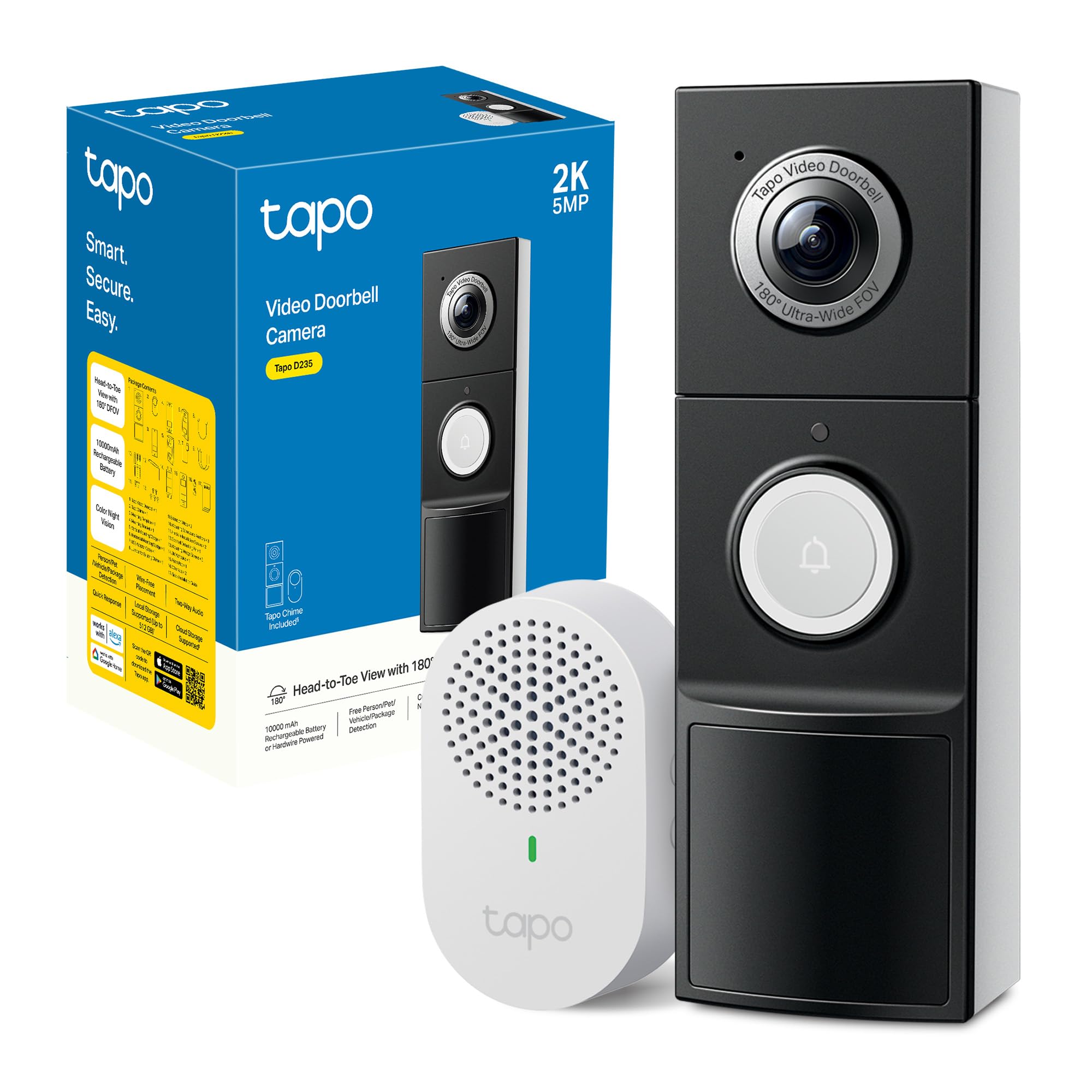 Tapo D210 videocitofono WiFi nero opaco 2K batteria