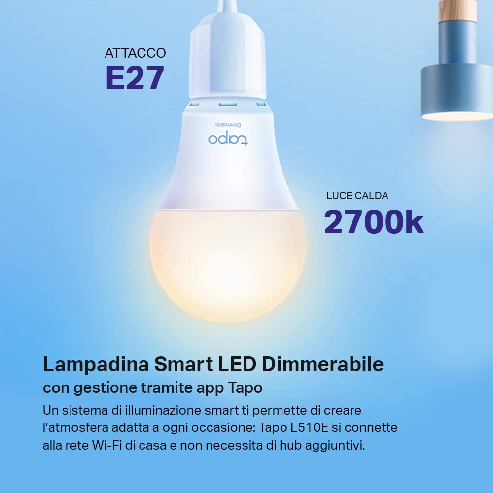 Tapo L510E lampadina E27 luce calda 2 pezzi dimmerabile