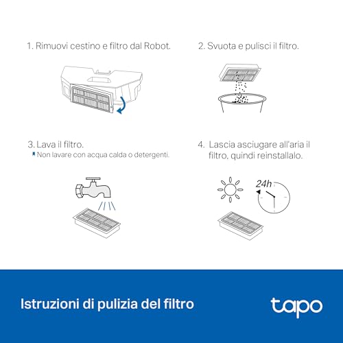 Tapo RVA520 filtri HEPA lavabili RV50 Omni 4 pezzi alta efficienza
