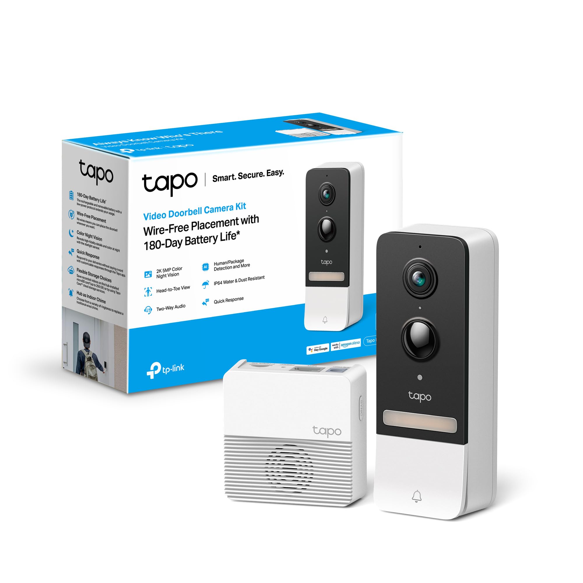 Tapo D230S1 videocitofono 2K 5MP kit con hub batteria