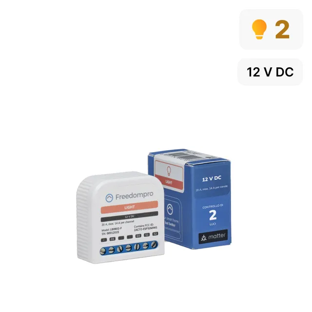 Freedompro LB0602-F Relè WiFi 2 Luci 12V 14A