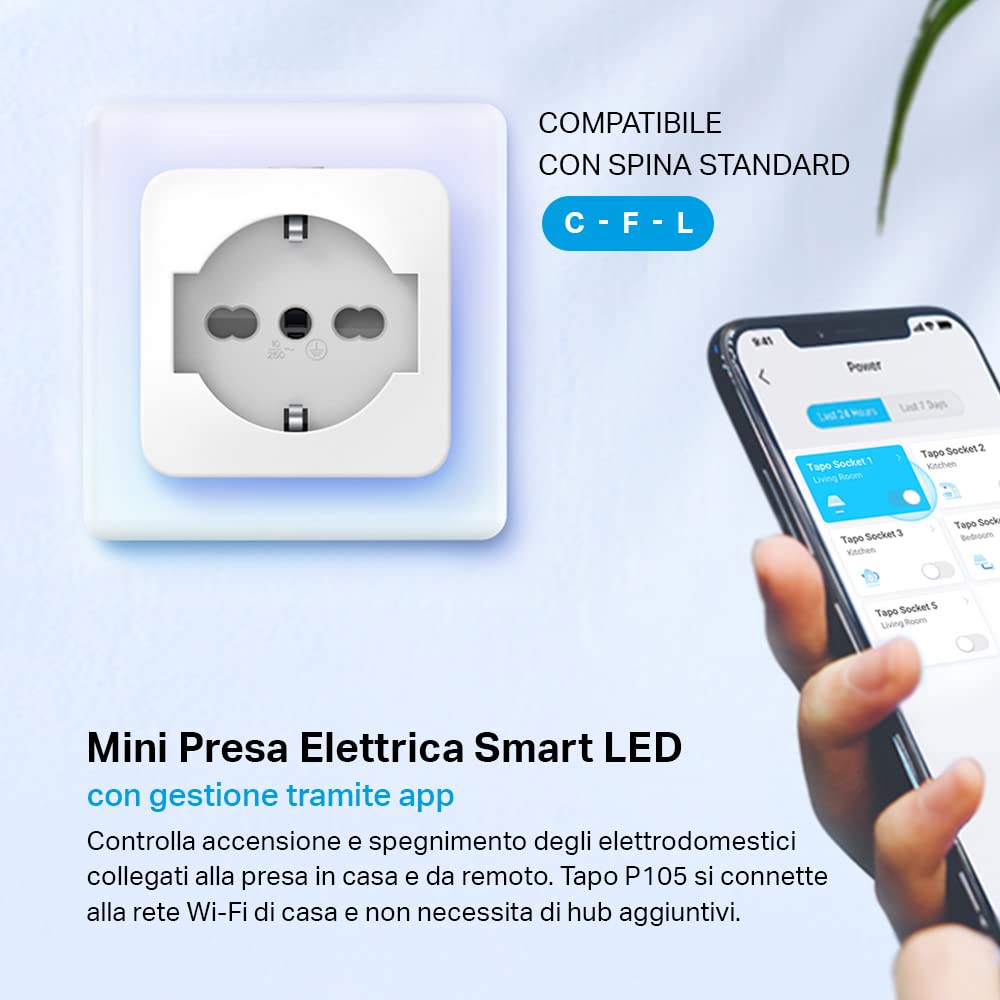 Tapo P105 presa smart wifi 2 pezzi controllo vocale