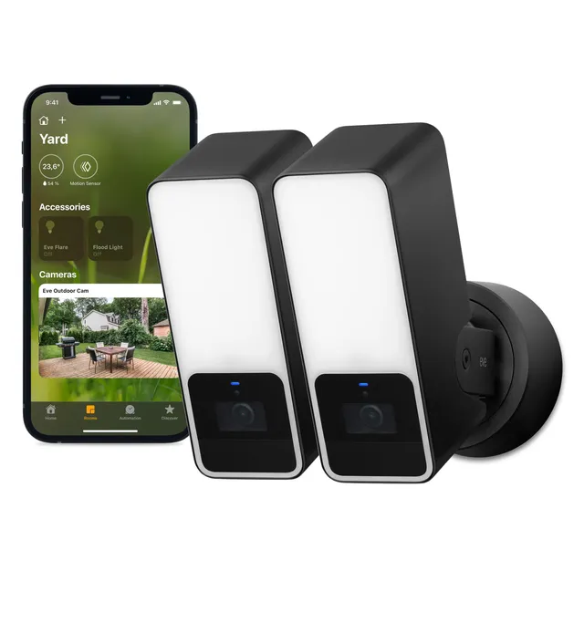 Eve Outdoor Cam videocamera esterno 1080p faro set 2 pezzi HomeKit