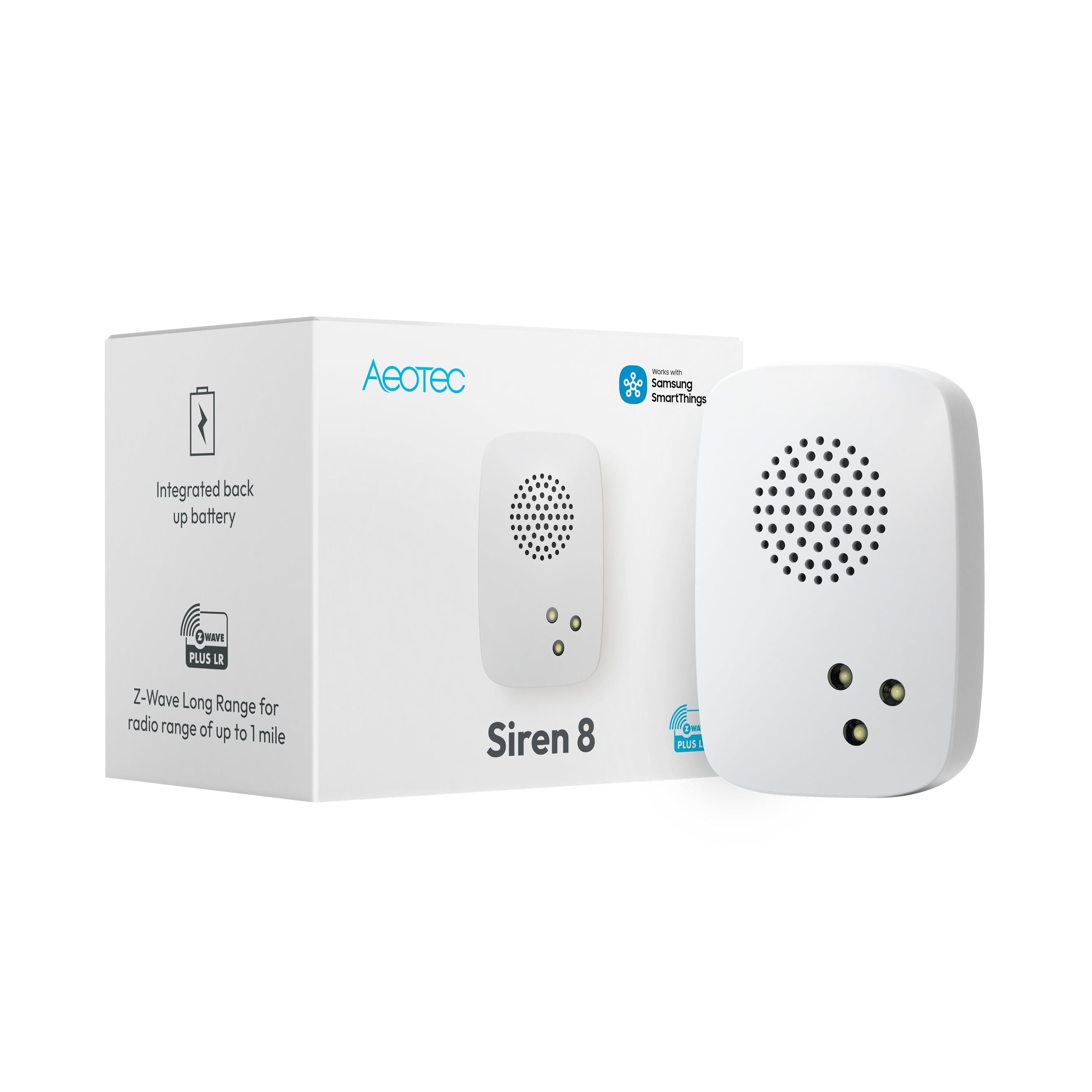 Aeotec Siren 8 sirena Z-Wave 105 dB con LED e batteria