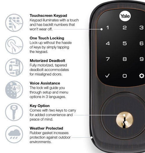Yale YRD226ZW20BP serratura intelligente touchscreen bronzo