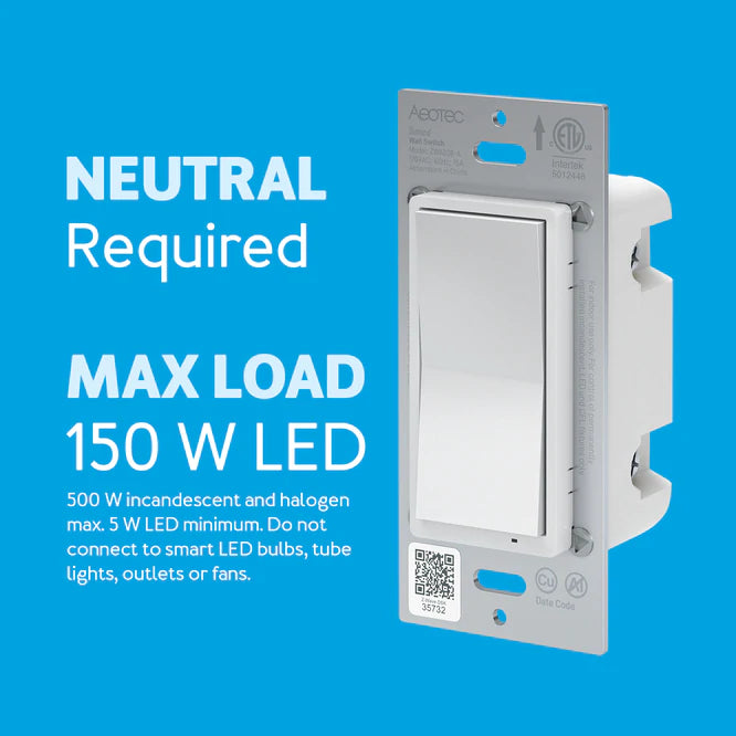 Aeotec illumino ZWA038 interruttore luce Z-Wave 3 vie