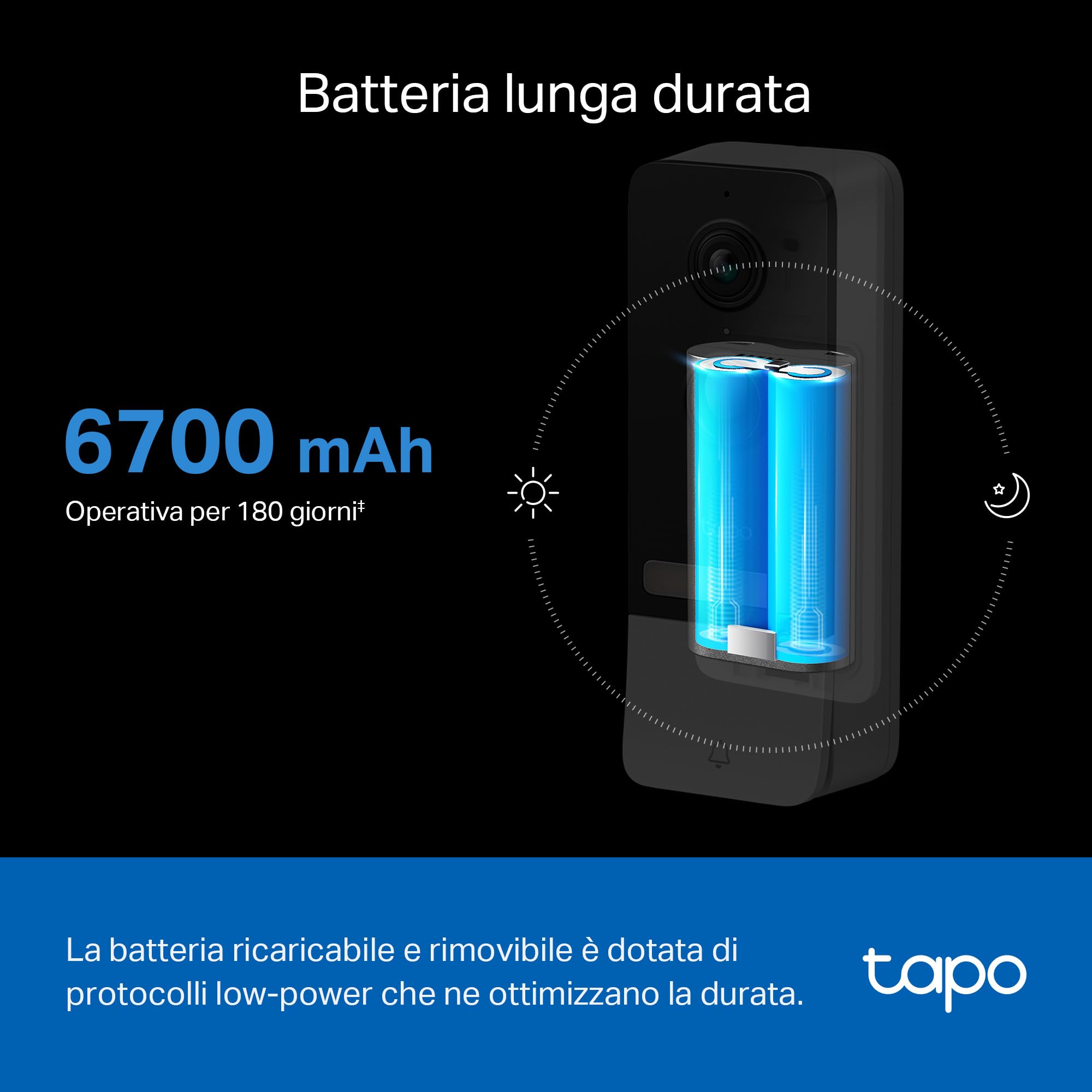 Tapo D230S1 videocitofono 2K 5MP kit con hub batteria