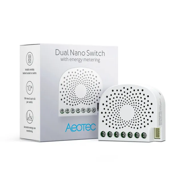 Aeotec Dual Nano Switch interruttore doppio con misura consumi