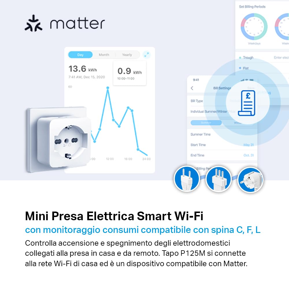 Tapo P125M presa smart monitoraggio consumi Matter