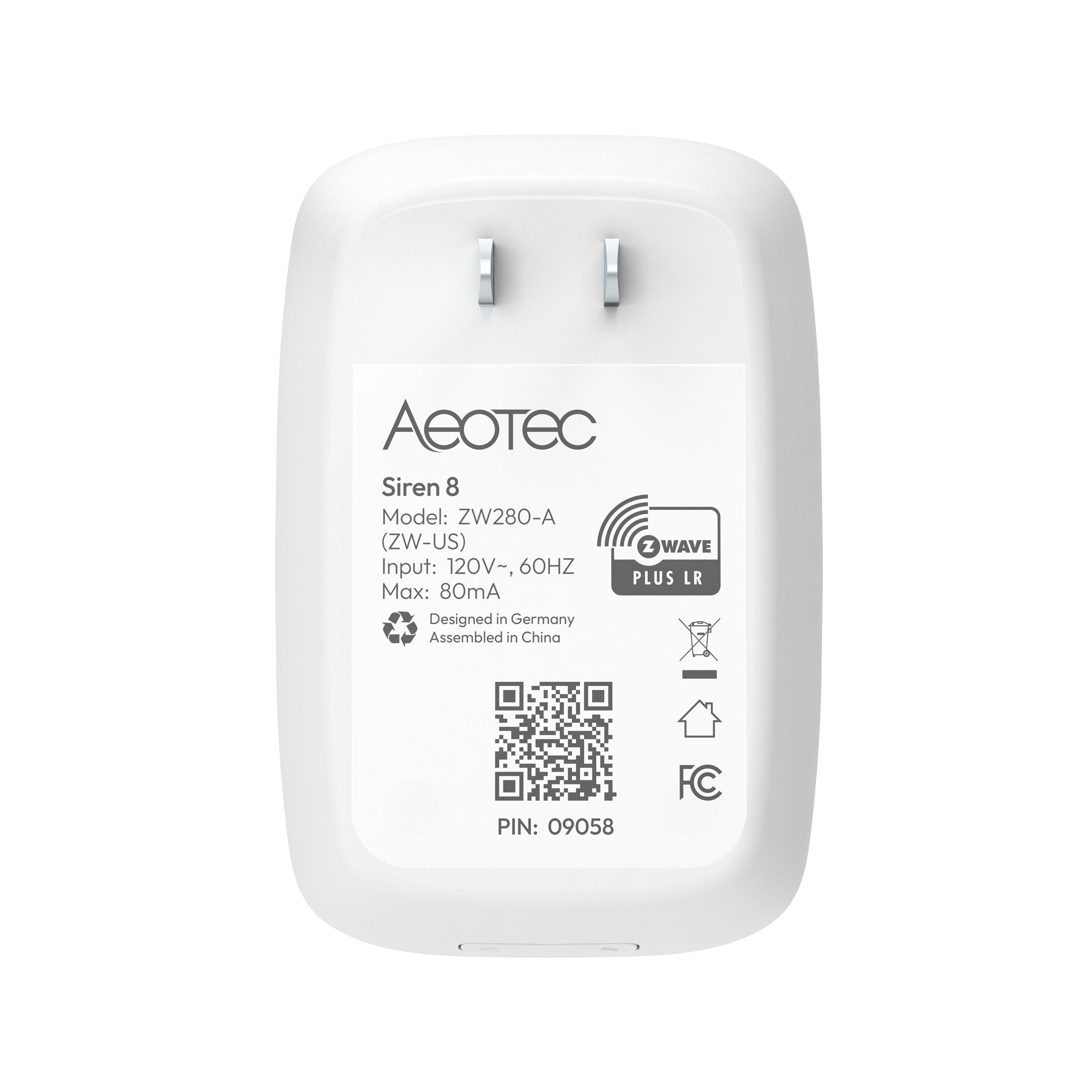 Aeotec Siren 8 sirena Z-Wave 105 dB con LED e batteria