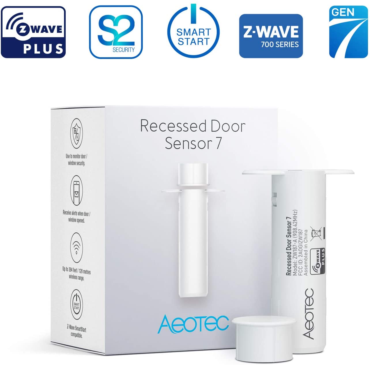 Aeotec Recessed Door Sensor 7 ZW187 sensore porta incasso