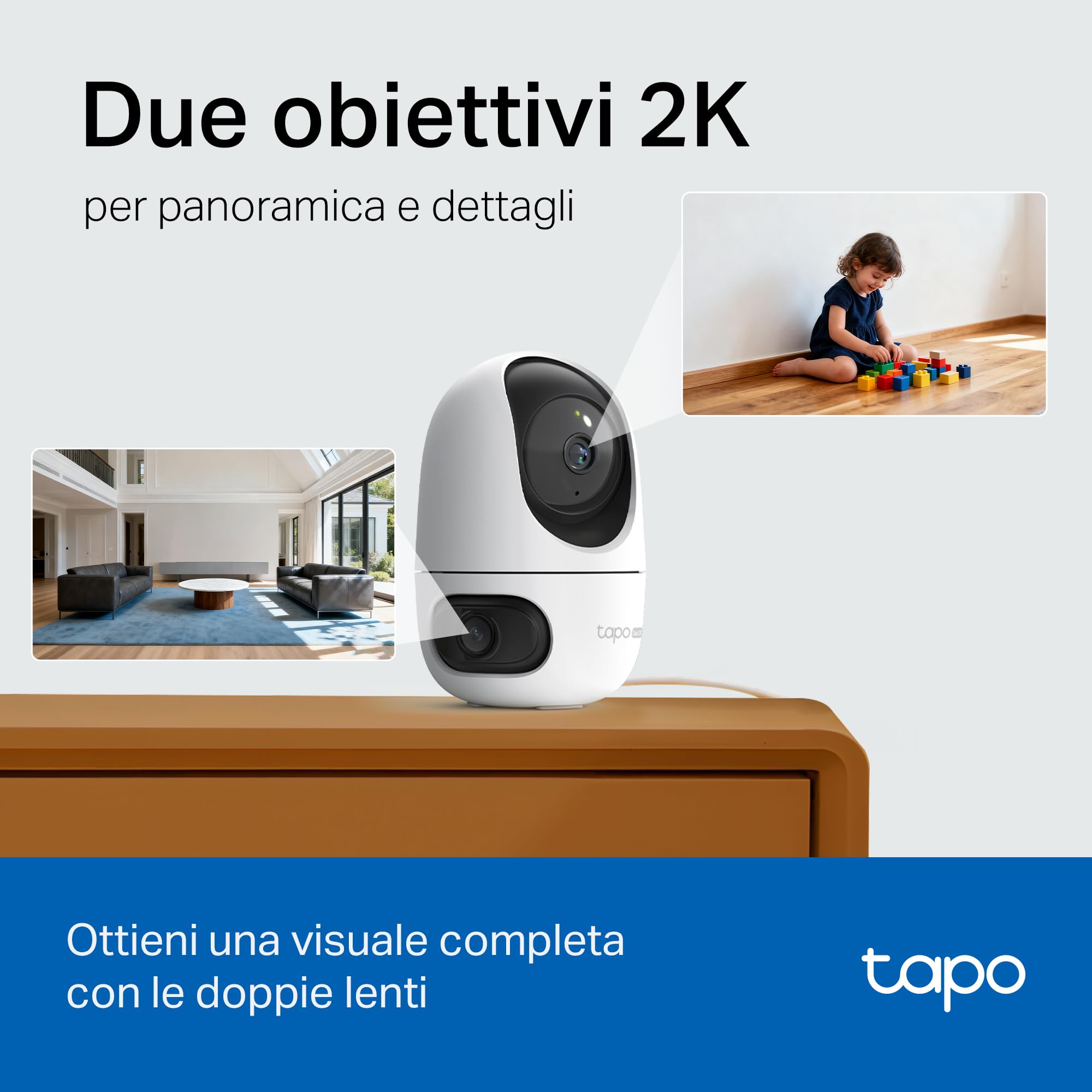 TP-Link Tapo C245D Telecamera Doppio Obiettivo 2K Beige