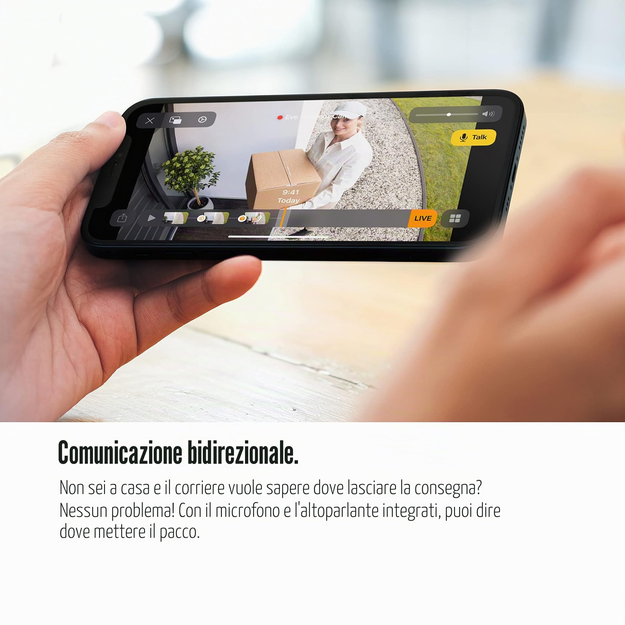 Eve Outdoor Cam telecamera esterno nera con faretto
