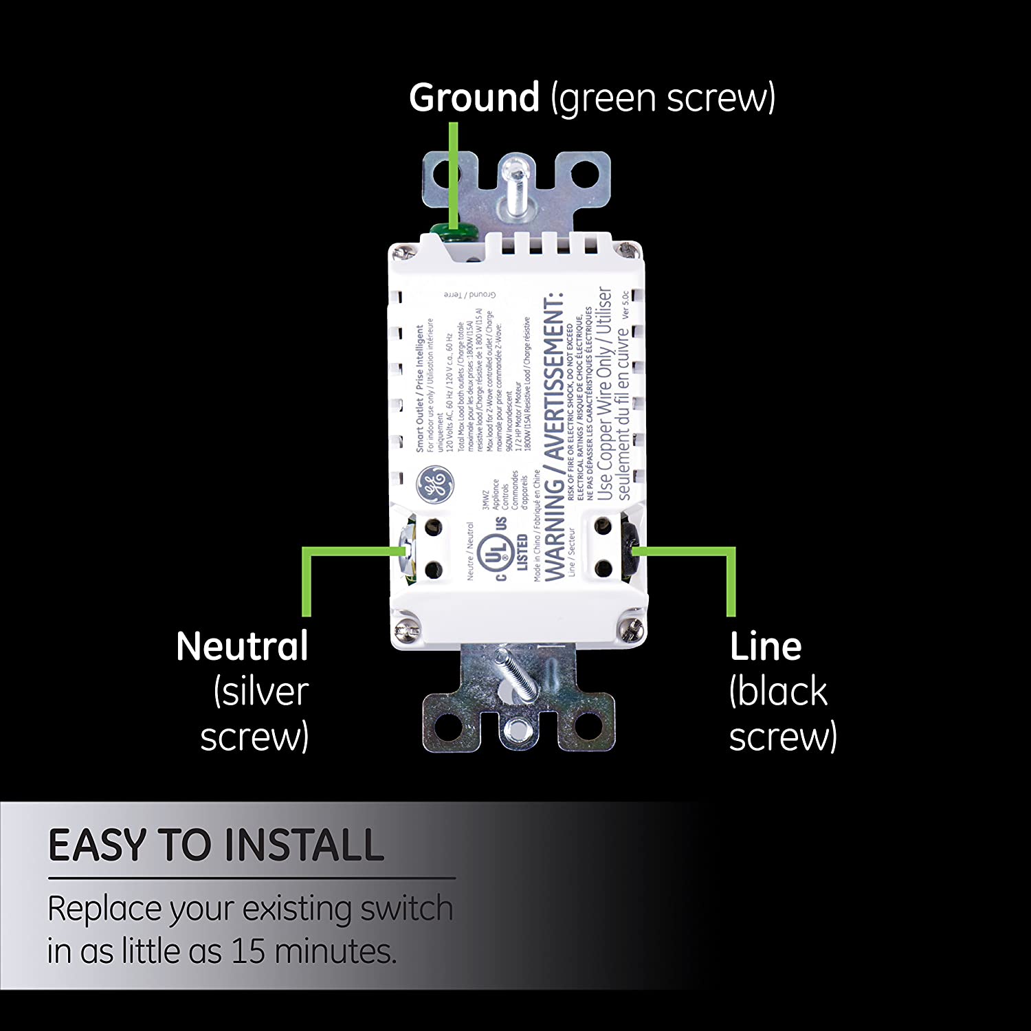 GE Enbrighten 55256 presa intelligente da muro bianca