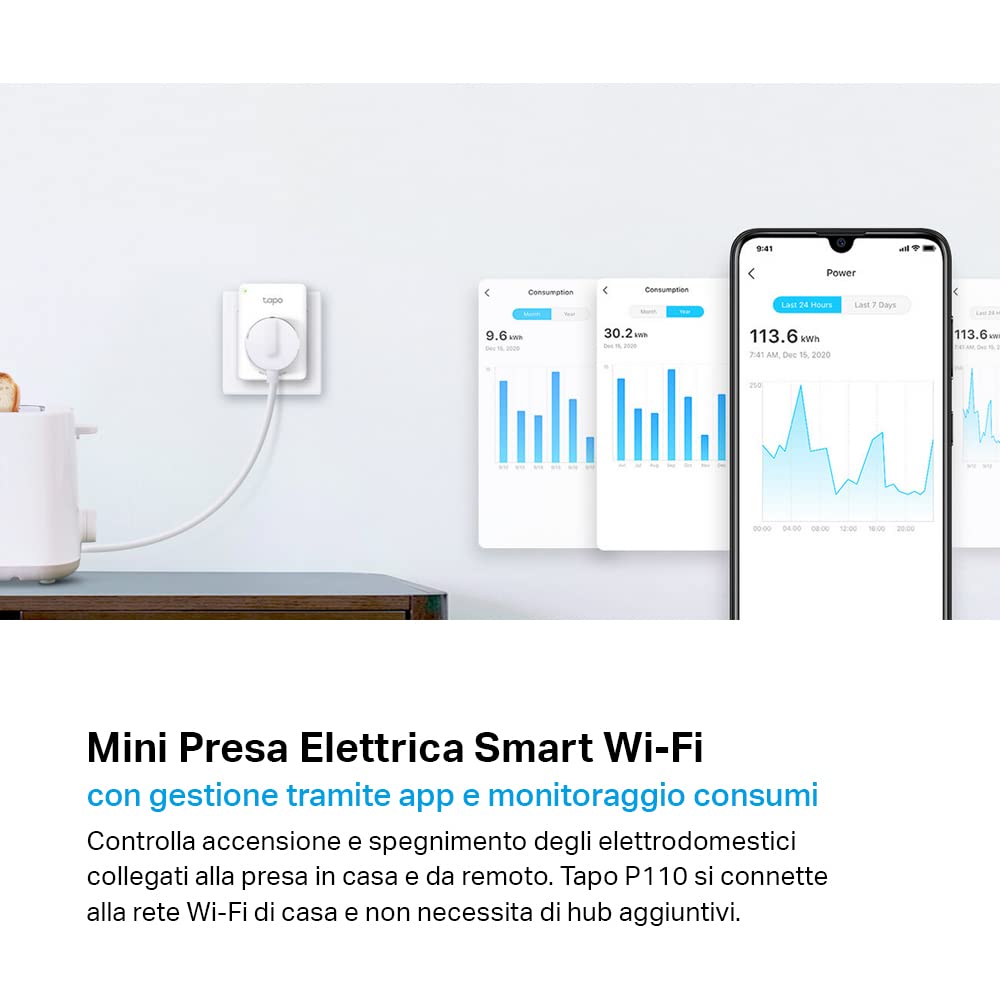 Tapo P110 presa smart WiFi 16A con monitoraggio energia 1 pz