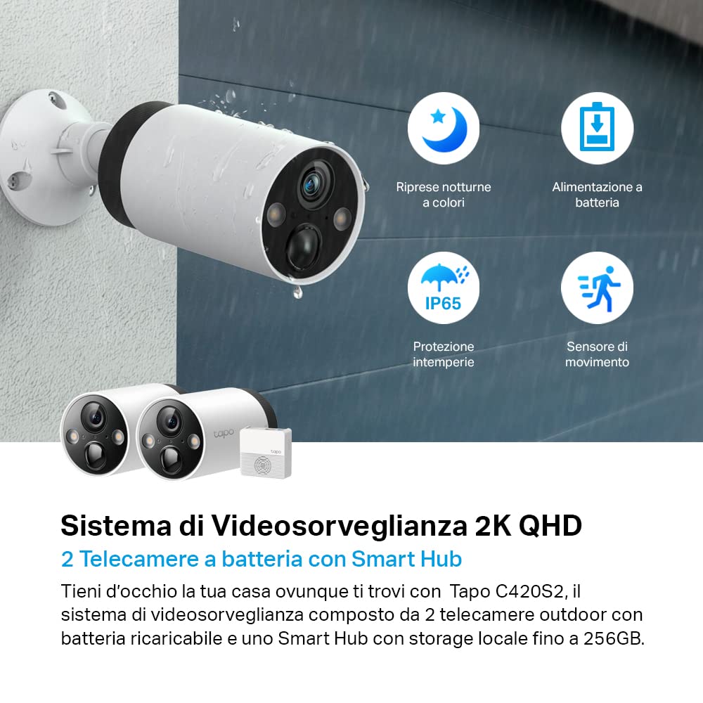 Tapo C420S2 telecamera esterna kit 2 pezzi 2K