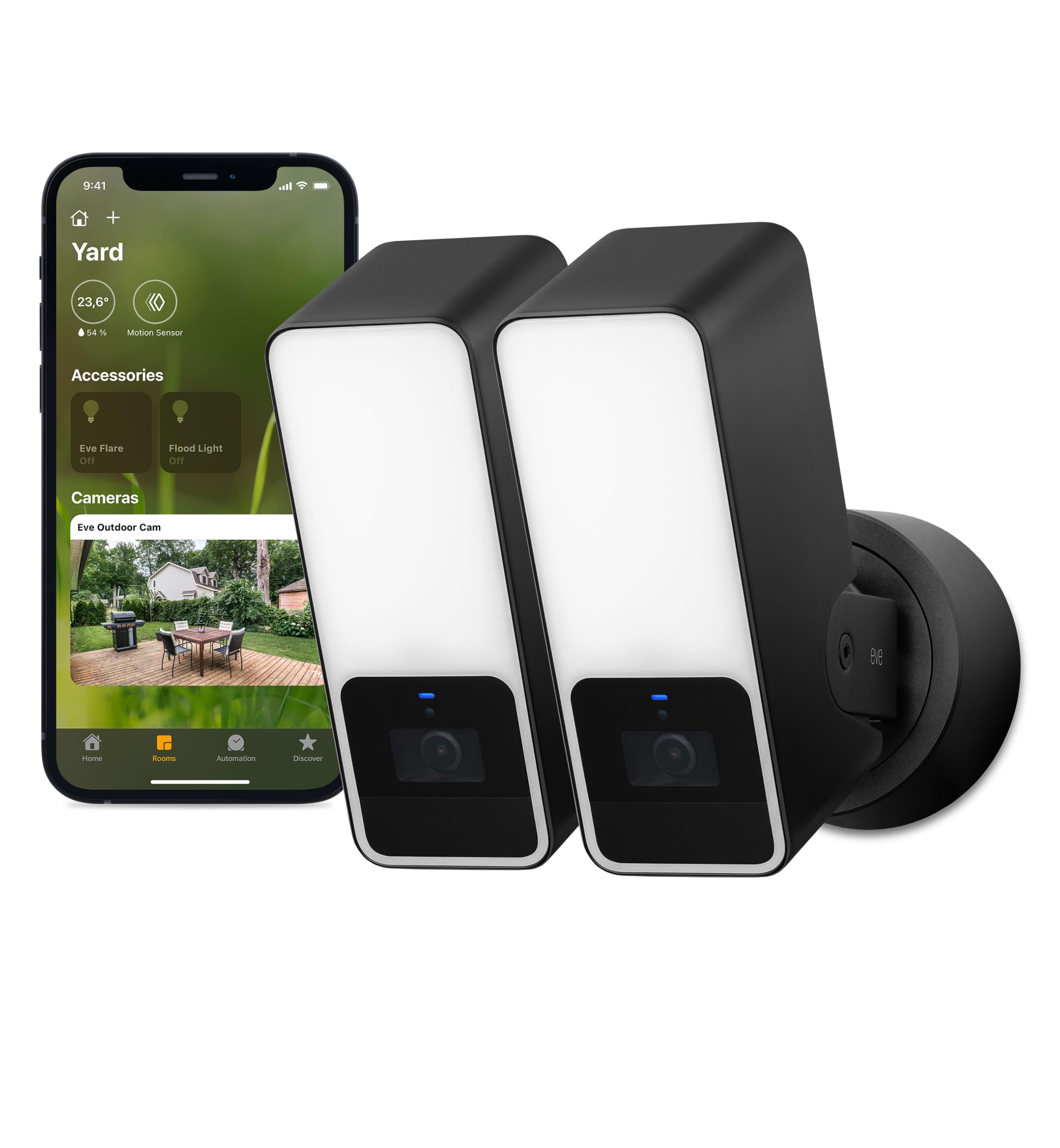 Eve Outdoor Cam videocamera esterno 1080p faro set 2 pezzi HomeKit