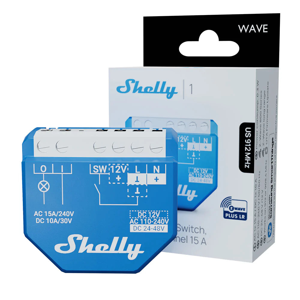 Shelly Wave 1 Relè Smart 15A Contatto Pulito Z-Wave