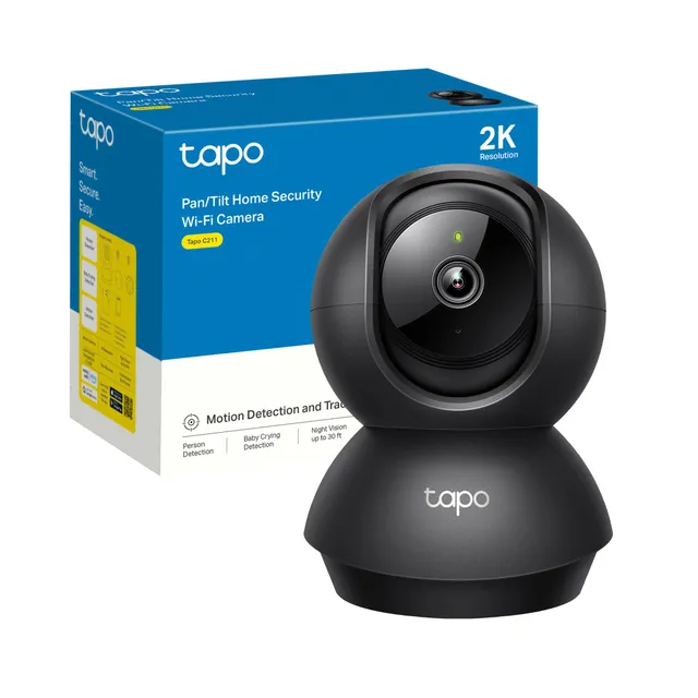 Tapo C211 Telecamera Wi-Fi Interno 2K Nera Pan Tilt