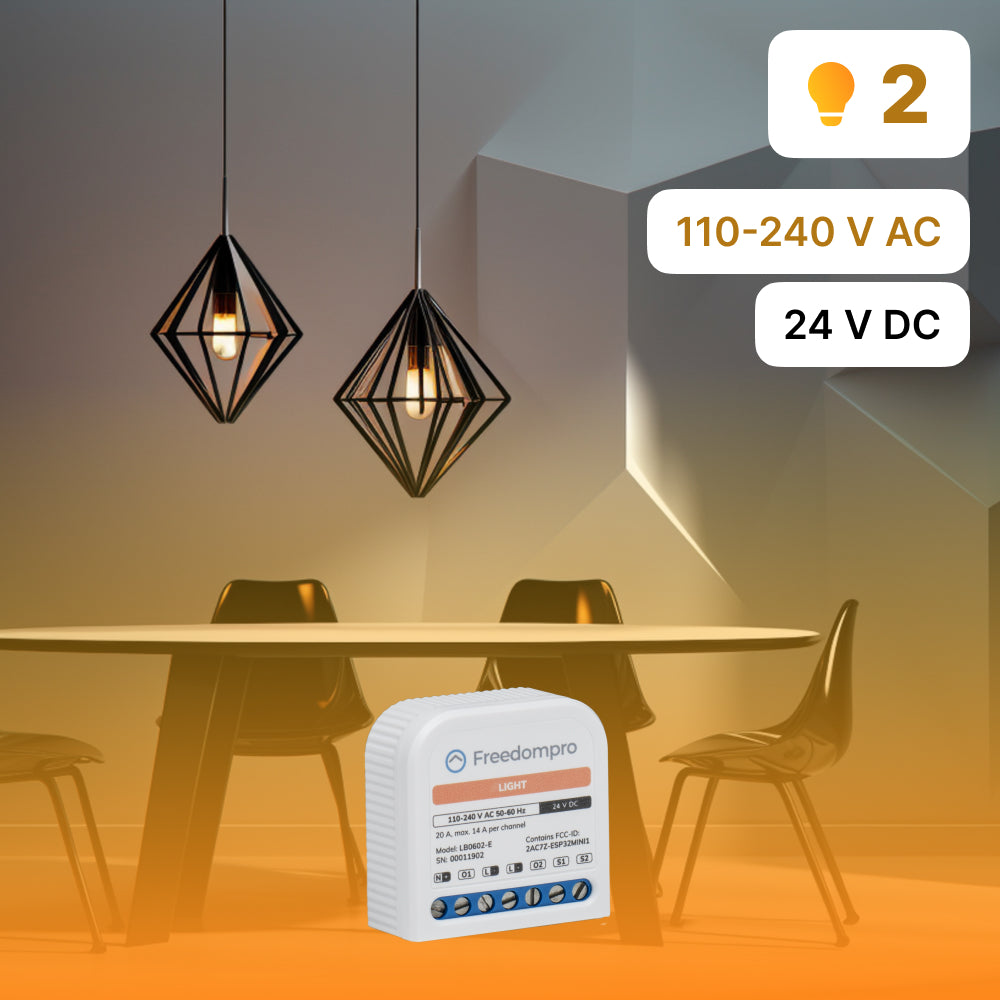 Freedompro LB0602-E Modulo Mini WiFi 2 Luci Incasso Matter