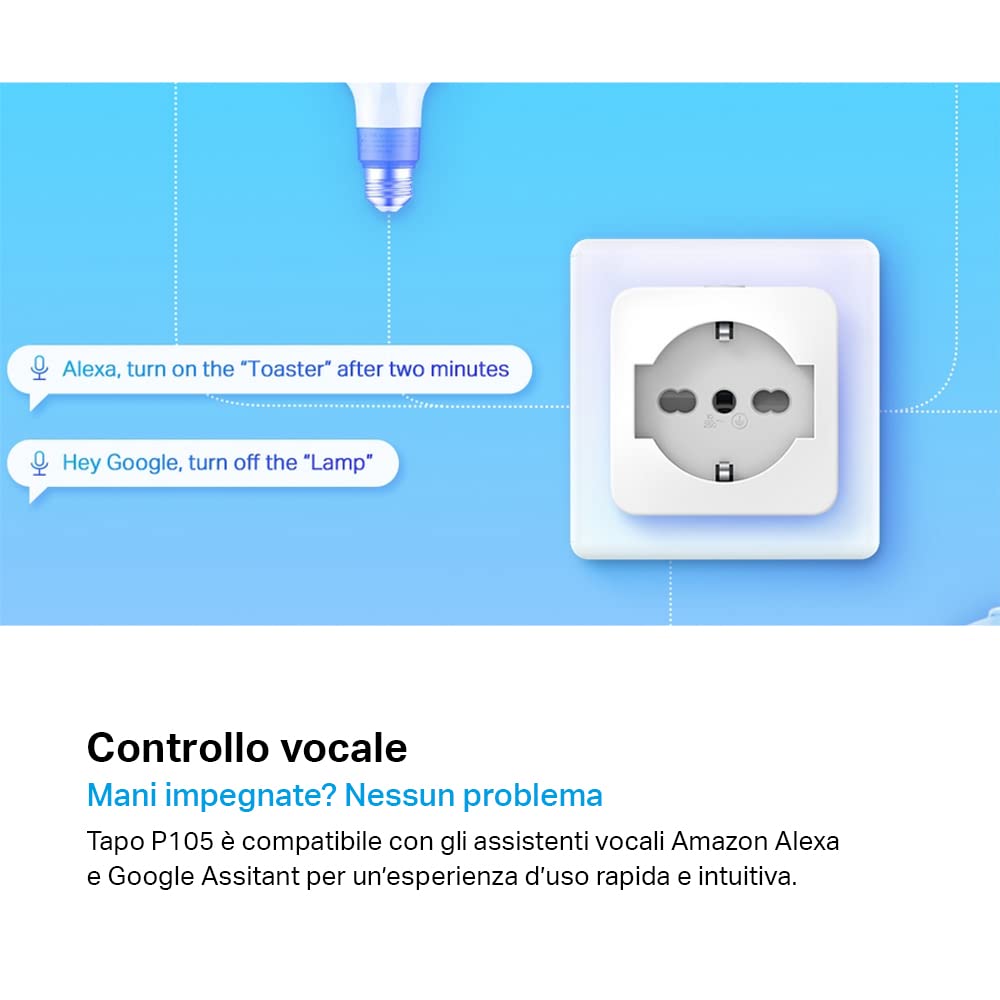 Tapo P105 presa smart wifi 2 pezzi controllo vocale