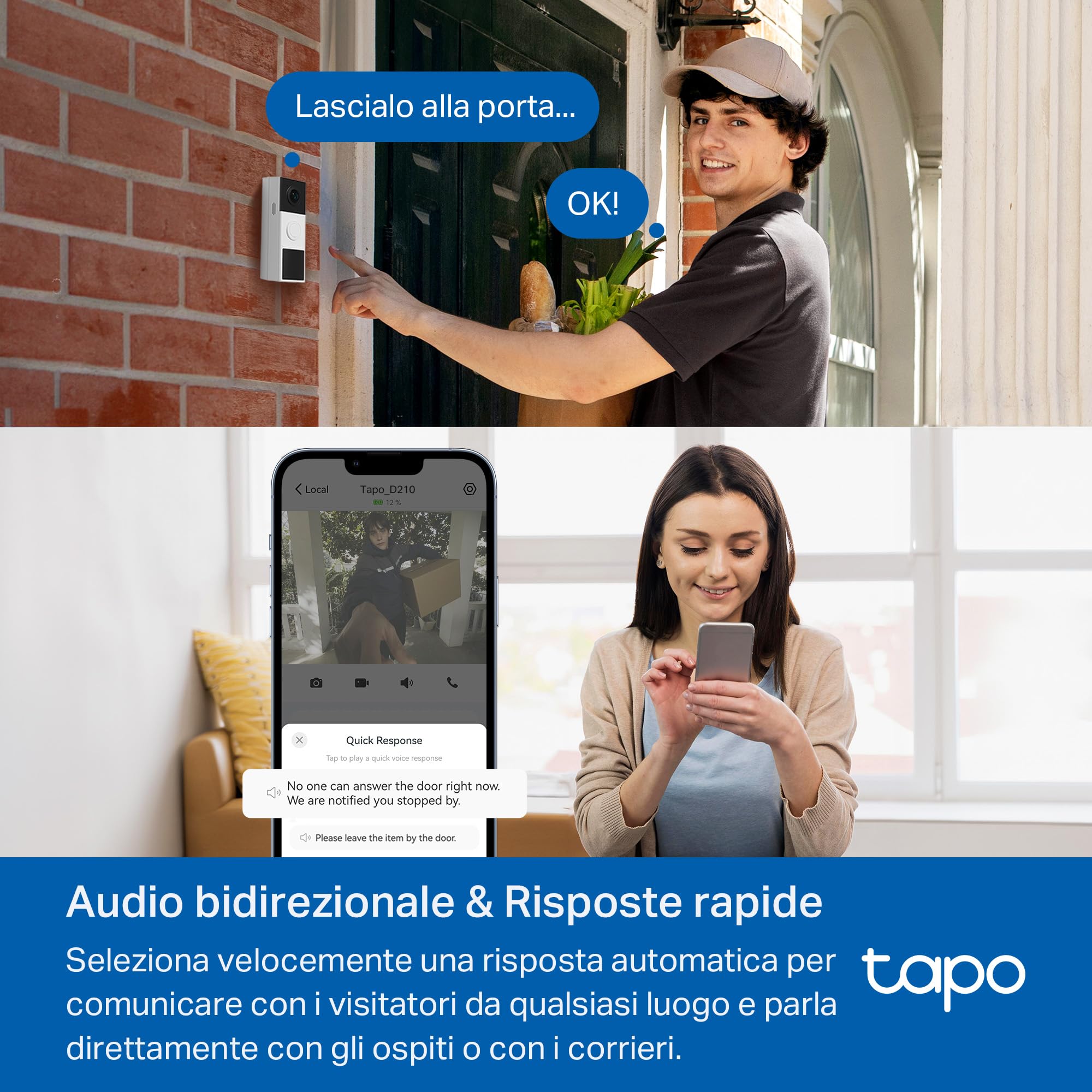 Tapo D210 videocitofono WiFi nero opaco 2K batteria