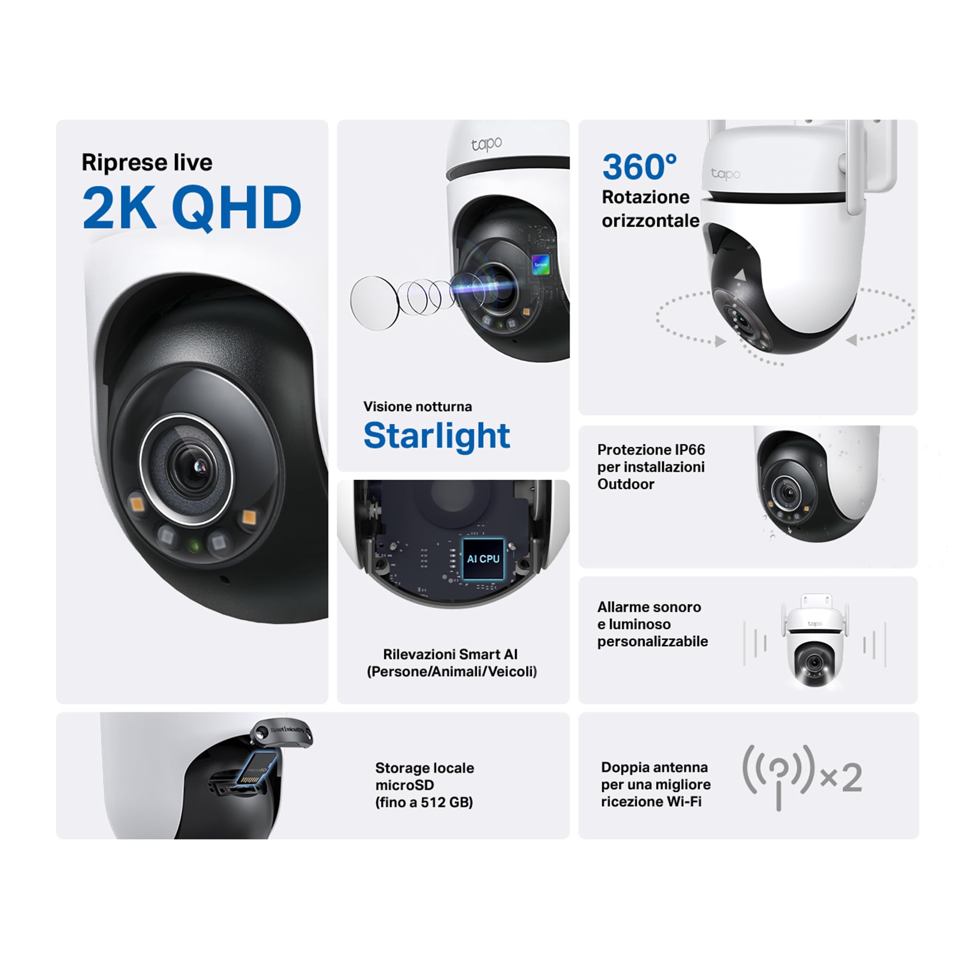 Tapo C520WS telecamera wifi esterno 2K QHD IP66