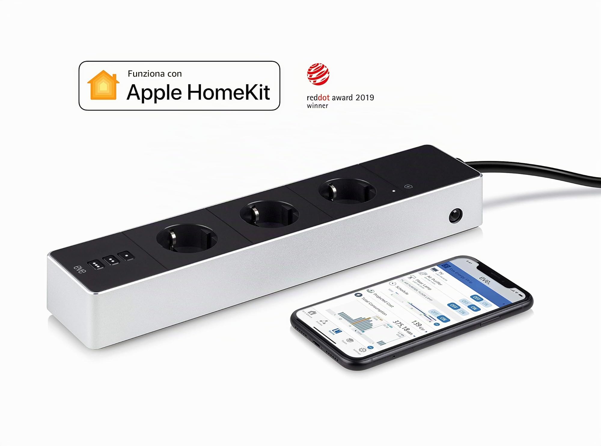 Eve Energy Strip Ciabatta Smart 3 Prese con Misuratore