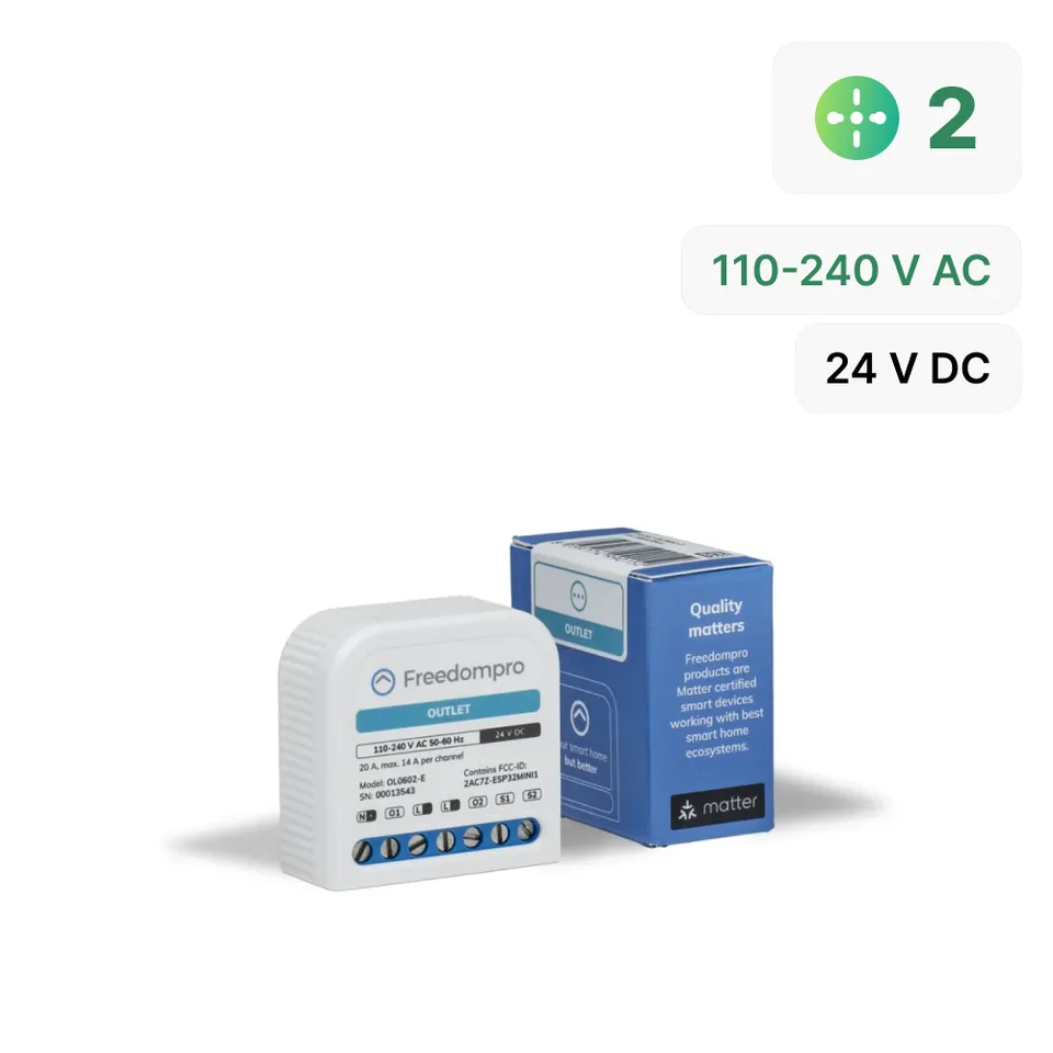 Freedompro OL0602-E modulo wifi per 2 prese 14A Matter