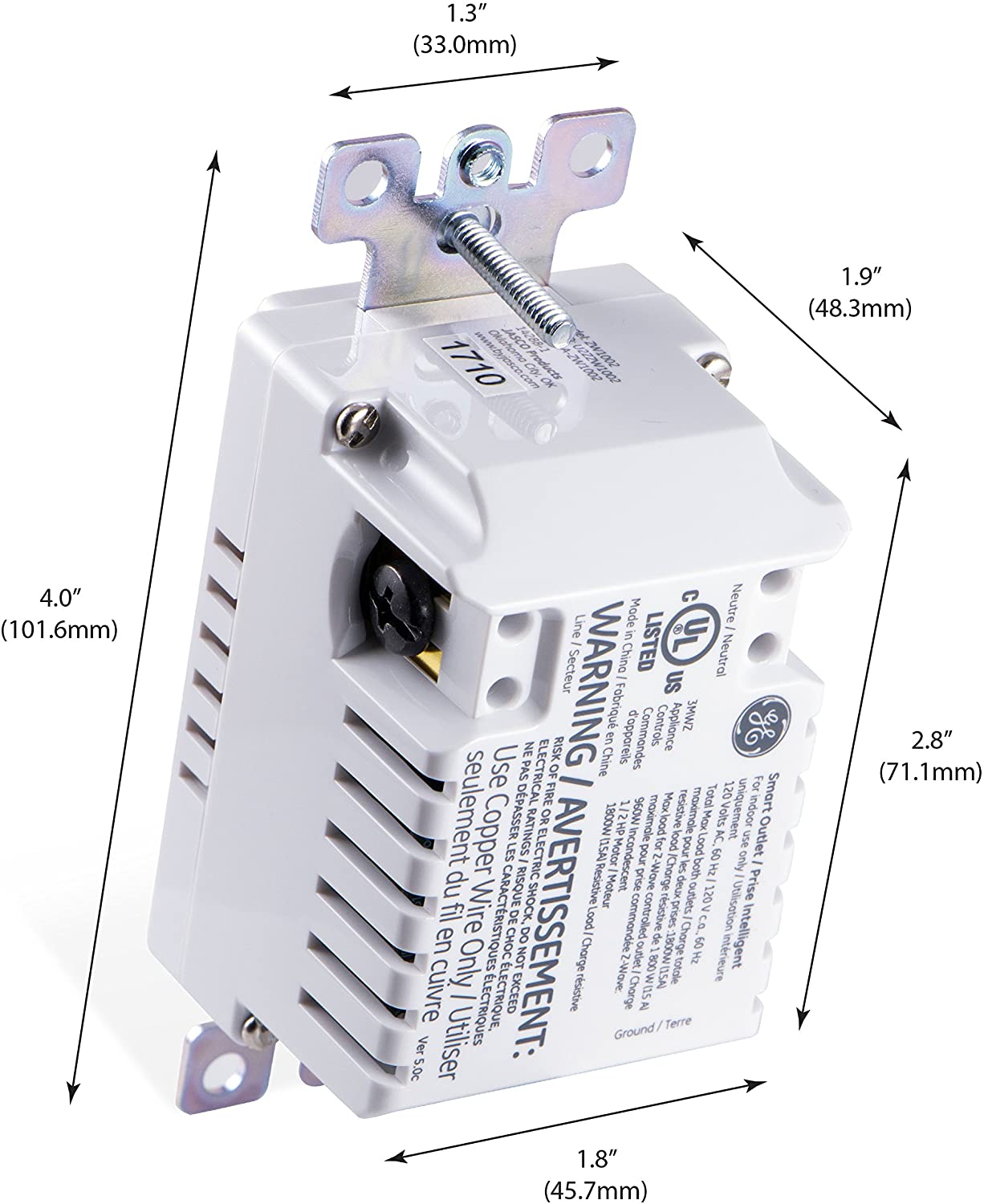GE Enbrighten 55256 presa intelligente da muro bianca