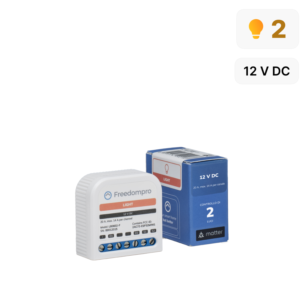 Freedompro LB0602-F Relè WiFi 2 Luci 12V 14A
