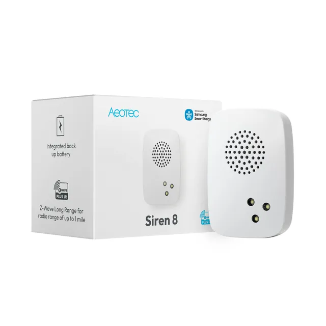 Aeotec Siren 8 sirena Z-Wave 105 dB con LED e batteria