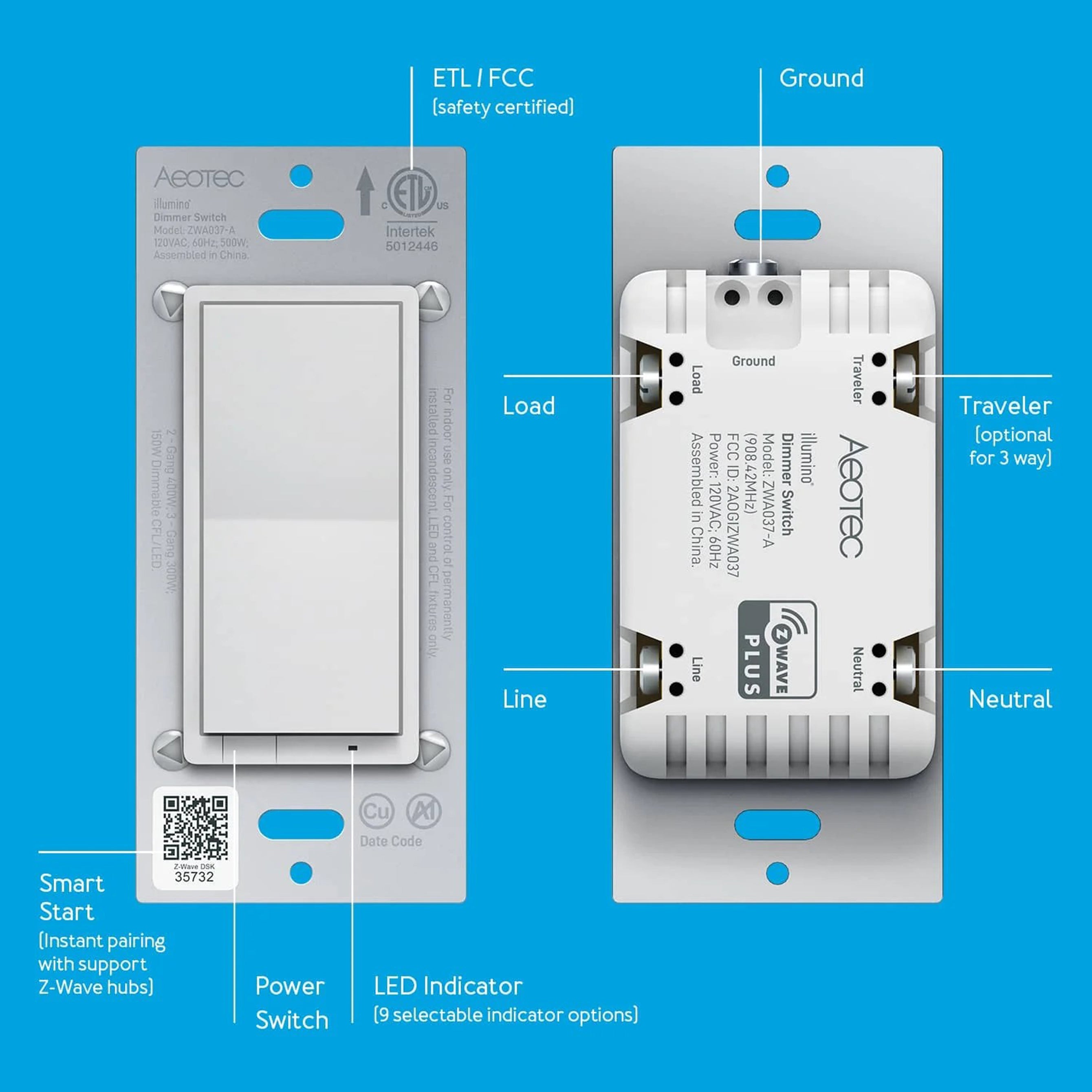 Aeotec illumino Dimmer Switch interruttore dimmer 5-500W