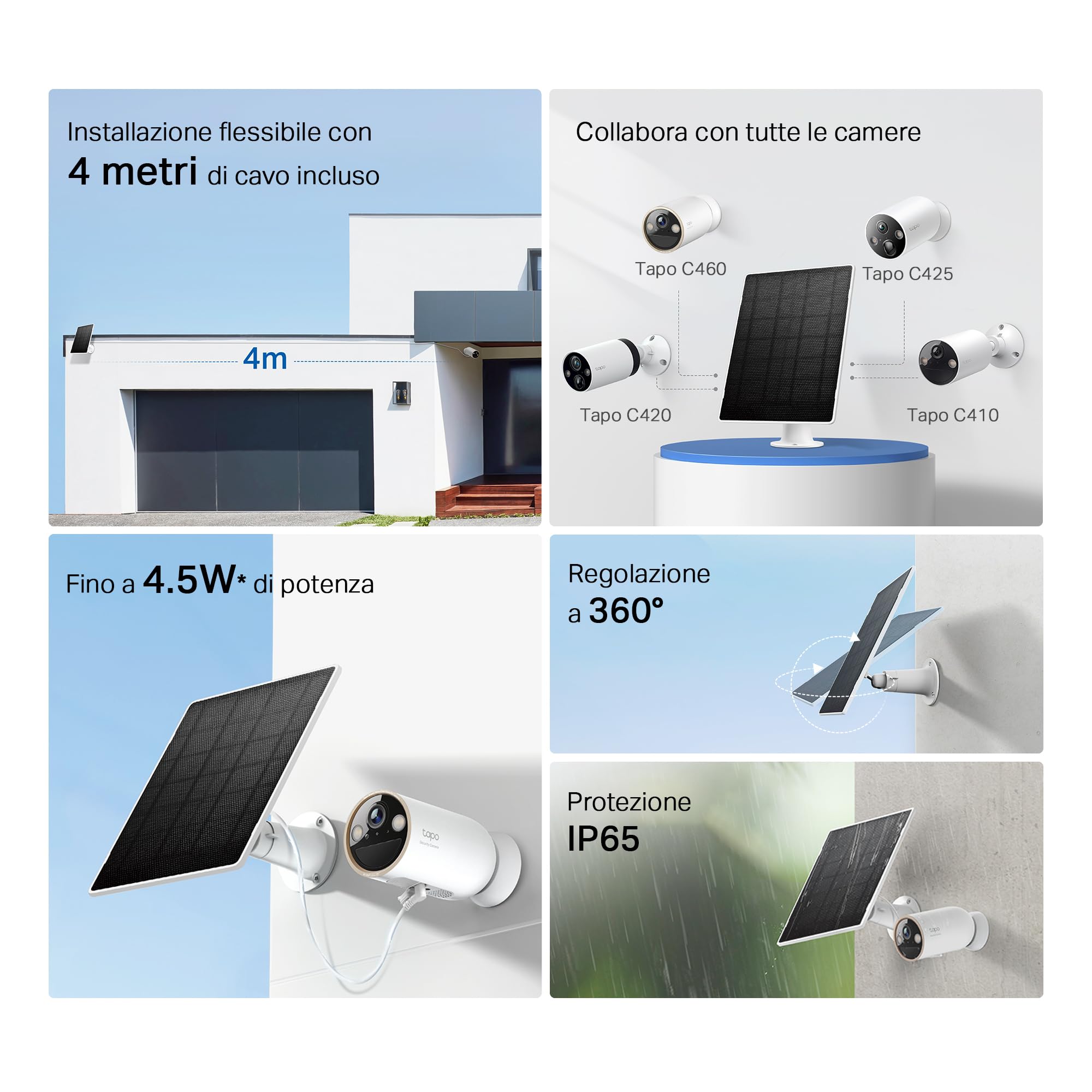 Tapo A202 Pannello Solare 4,5W Cream White IP65