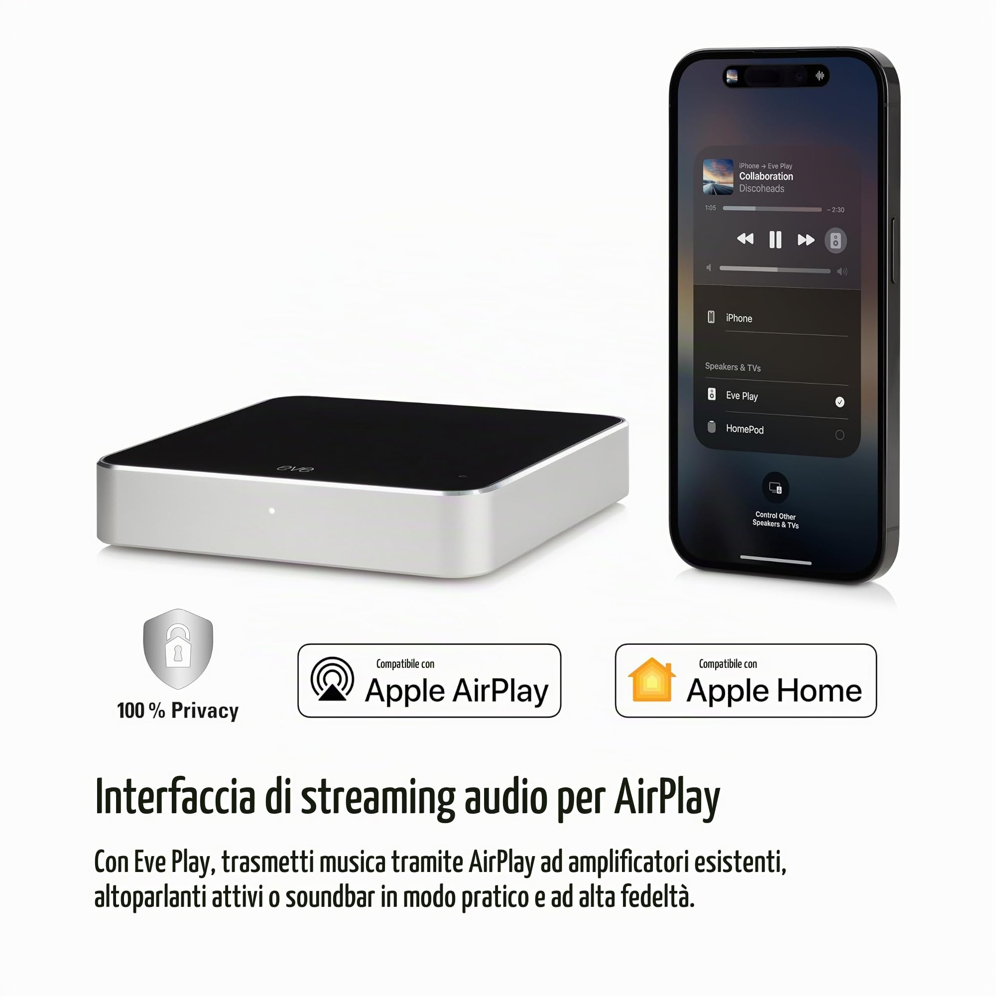 Eve Play ricevitore AirPlay wifi con DAC 112 dB