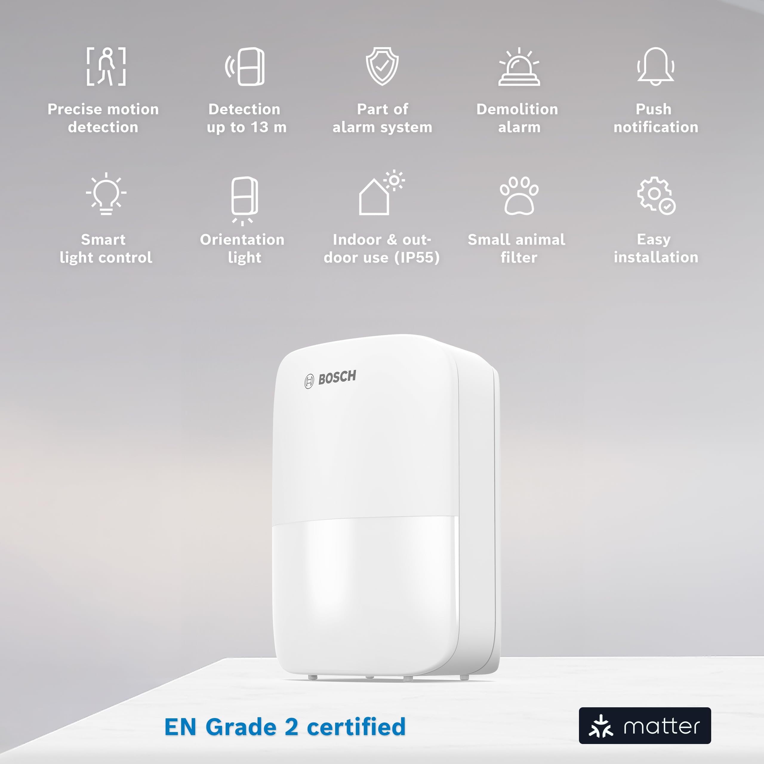 Bosch Smart Home II +M sensore movimento 13 m IP55