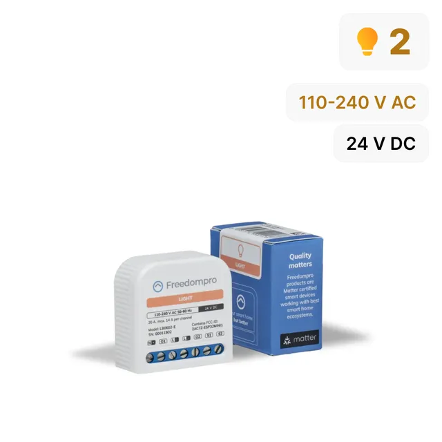 Freedompro LB0602-E Modulo Mini WiFi 2 Luci Incasso Matter