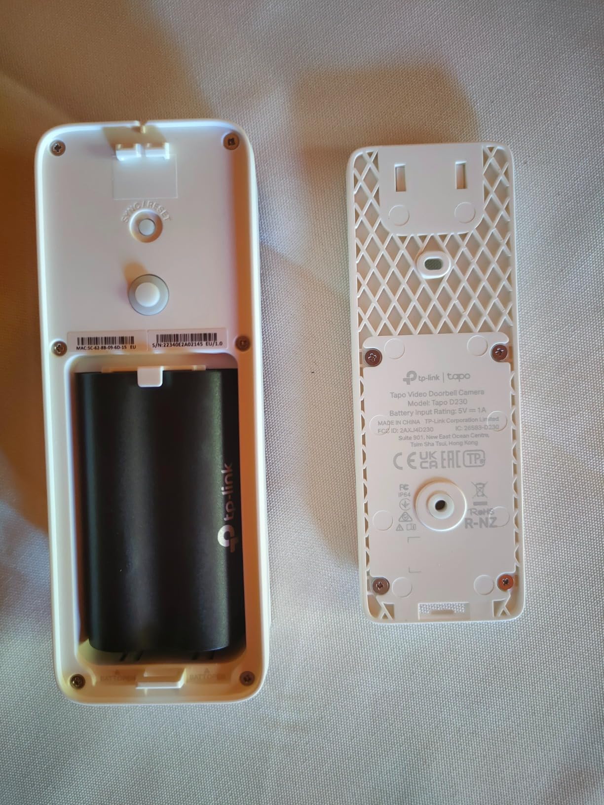 Tapo D230S1 videocitofono 2K 5MP kit con hub batteria