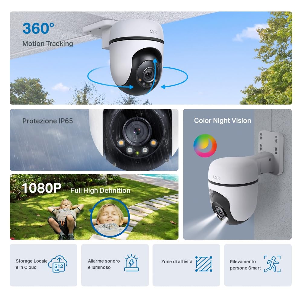 Tapo C500 telecamera WiFi esterno 360° FHD nero onice