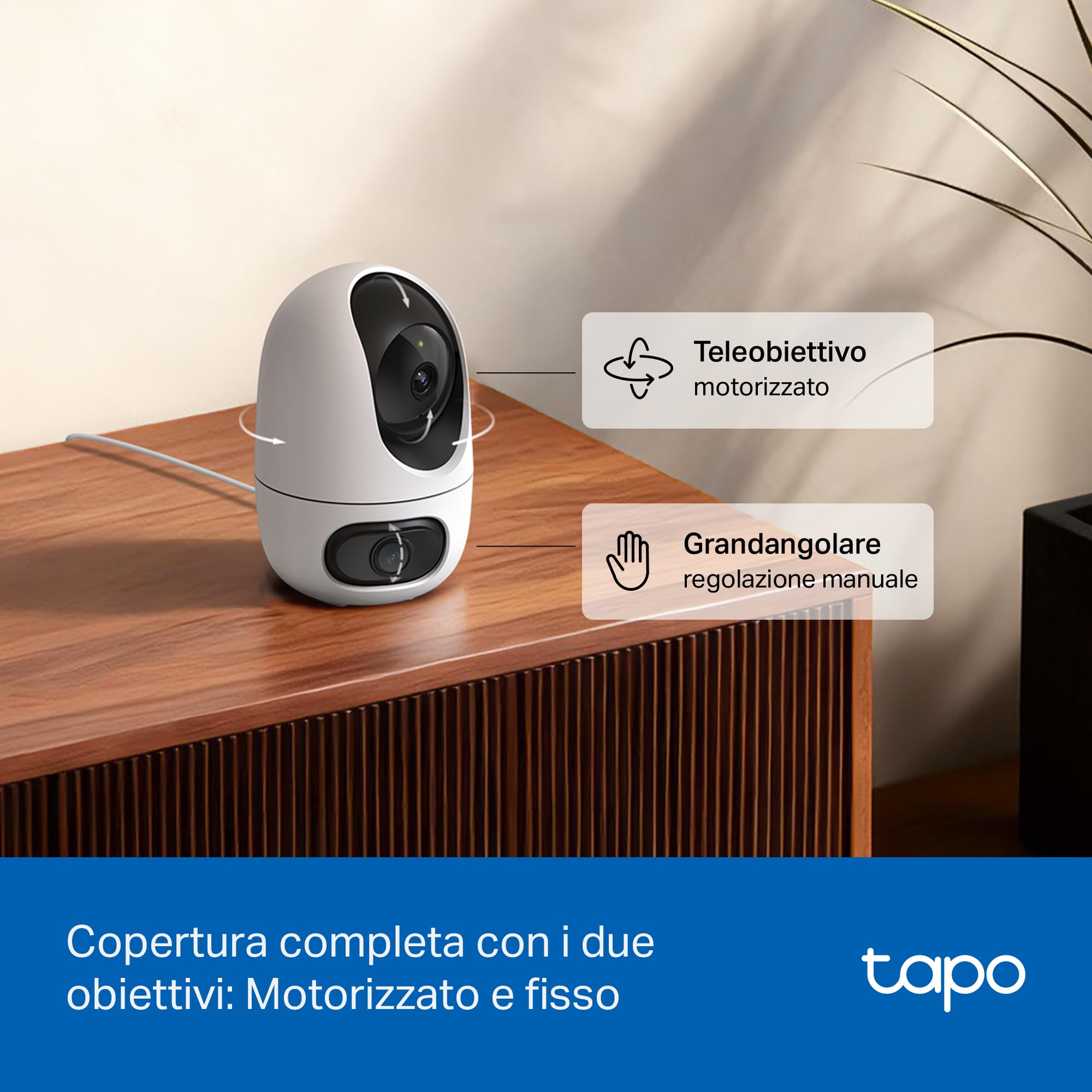 TP-Link Tapo C245D Telecamera Doppio Obiettivo 2K Beige