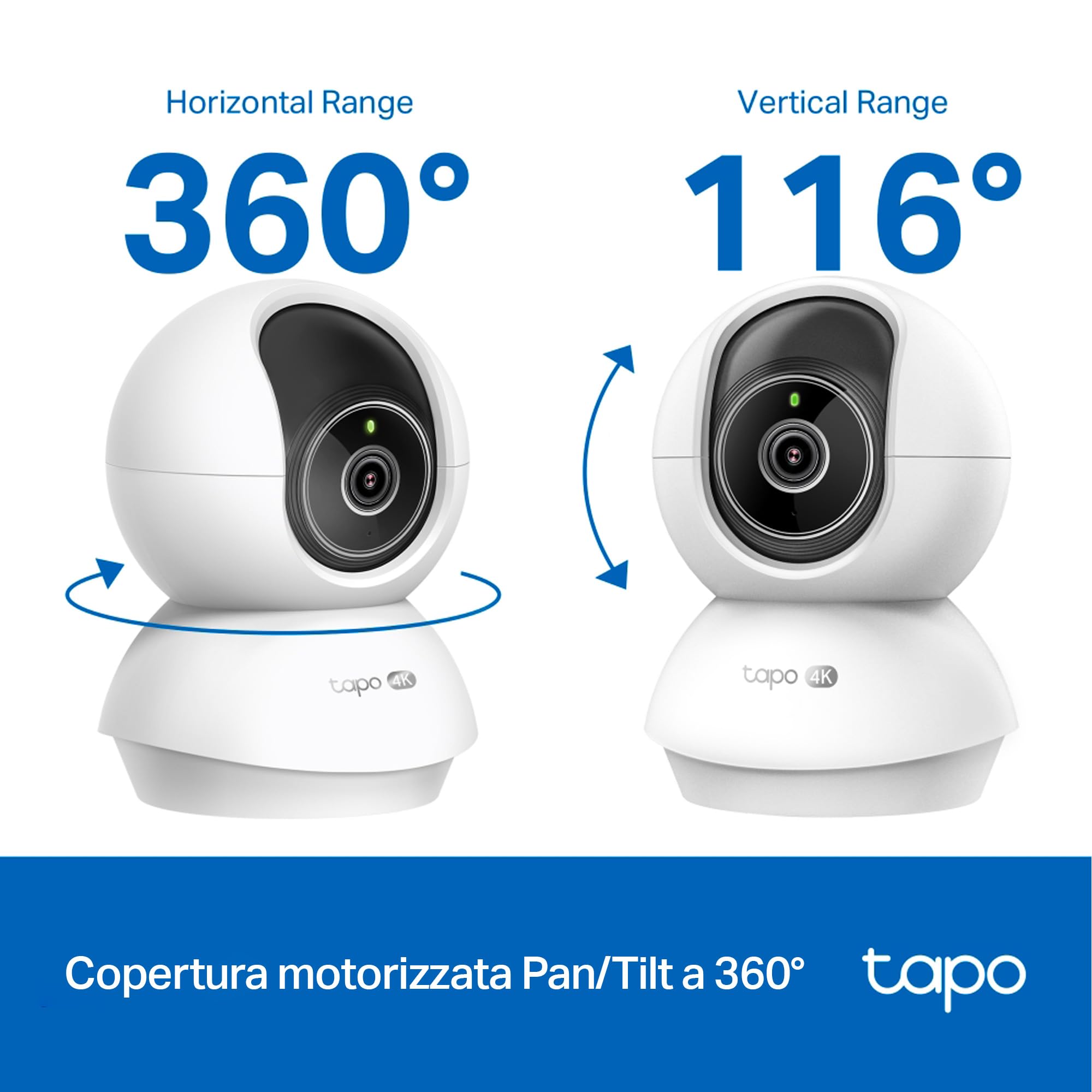Tapo C250 telecamera WiFi 4K 360° interno notte 12 m